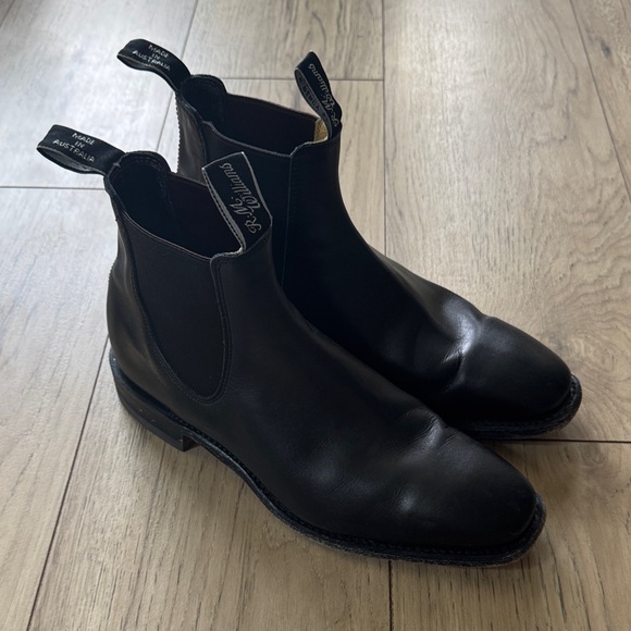R.M. Williams Classic Black Leather Chelsea Boots Men’s Size 9F - Picture 1 of 16